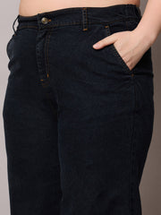 Women Black Blast Denim Button Top With Jeans-SFSETS96410