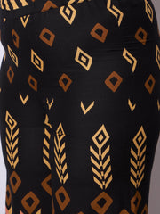 Women Black Geometric Peplum Top With Pants-SFSETS96413