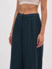 Women Emerald Green Button Top With Cross Pocket Pants-SFSETS96491