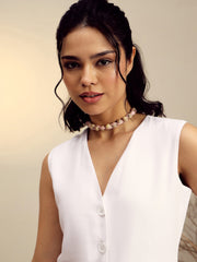 Women White Vest Top With Straight Pants-SFSETS96523