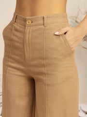 Women Beige Full Sleeves Top With Mom Fit Pants-SFSETS96528