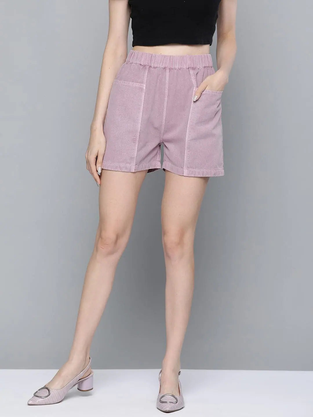 Lavender Twill Shorts - Designer Garment Dyed Cotton