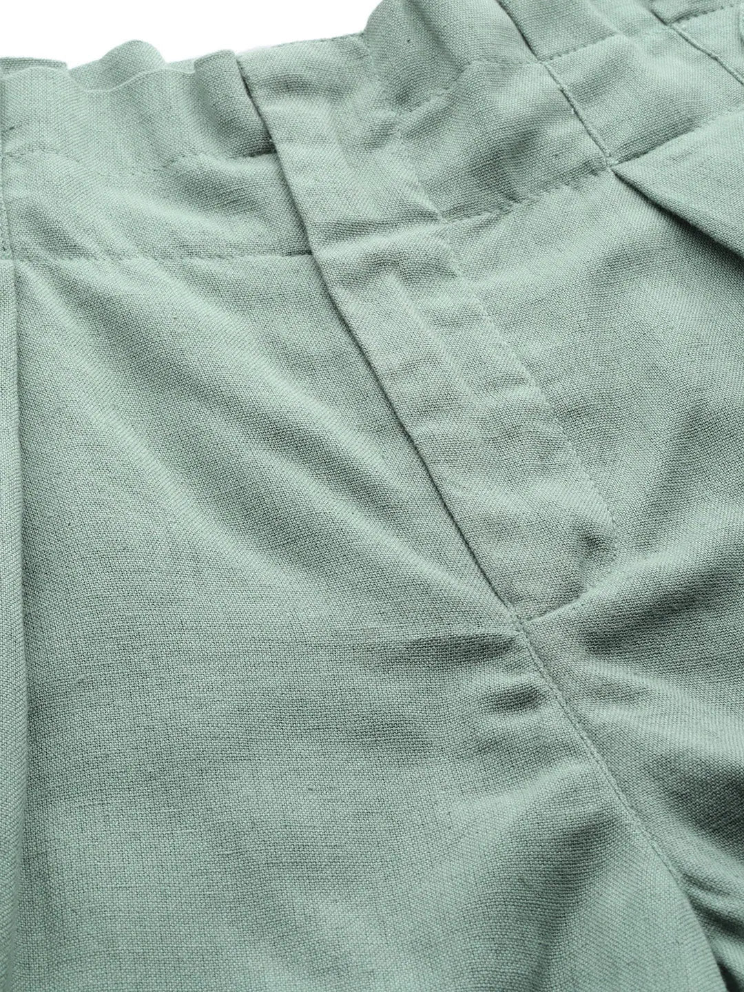 Teal Blue Paper Bag Waist Shorts - Cotton Comfort Fit