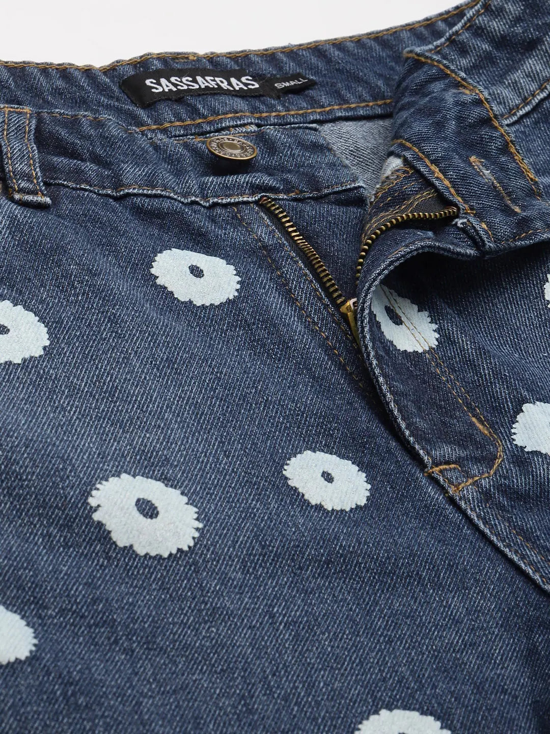 Blue Denim Heart Print Shorts - Casual Comfort Style