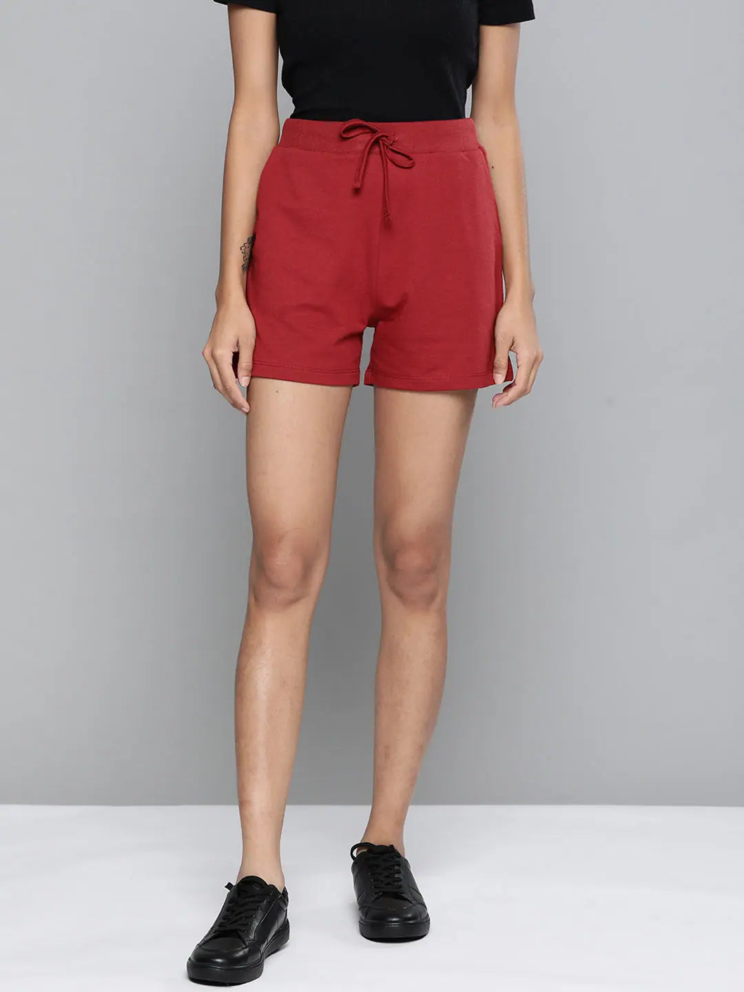 Maroon Terry Shorts | Comfort Fit with Drawstring Detail