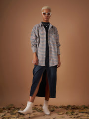 Women Brown Flannel Check Oversized Shirt-SFSHRT20300
