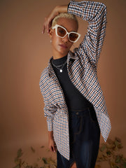 Women Brown Flannel Check Oversized Shirt-SFSHRT20300