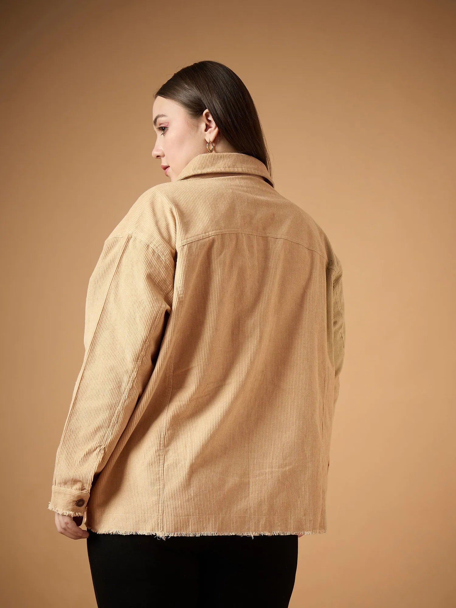 Beige Corduroy Shacket - Trendy Women's Fashion Jackets