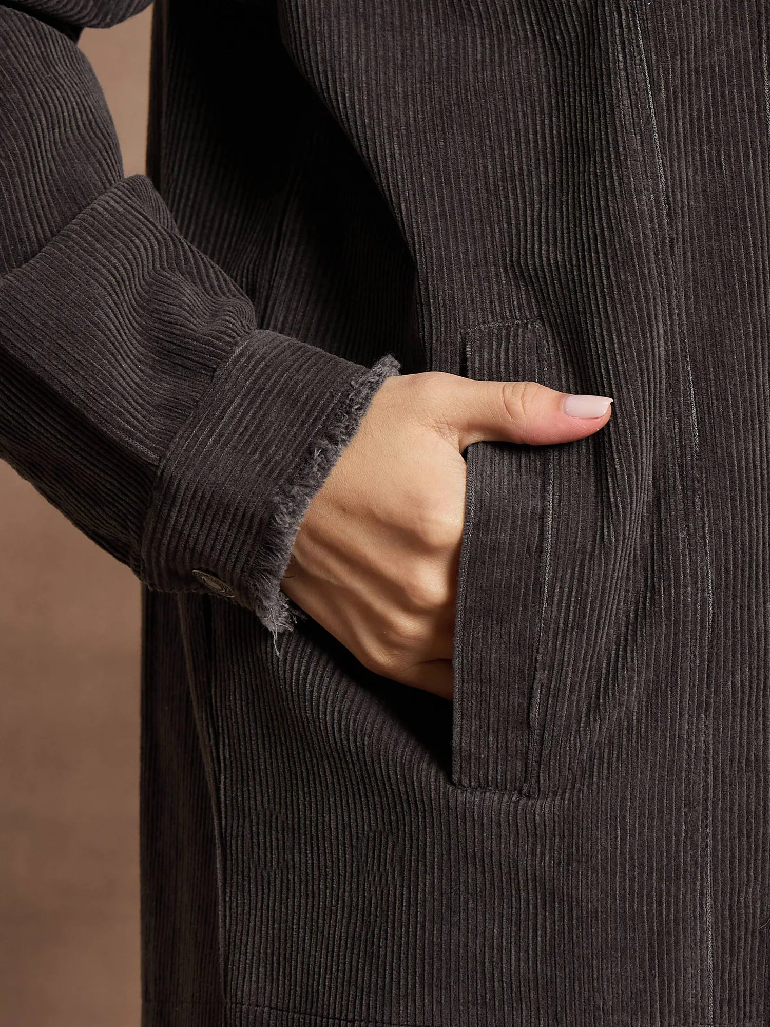 Dark Grey Corduroy Shacket - Trendy Women's Outerwear