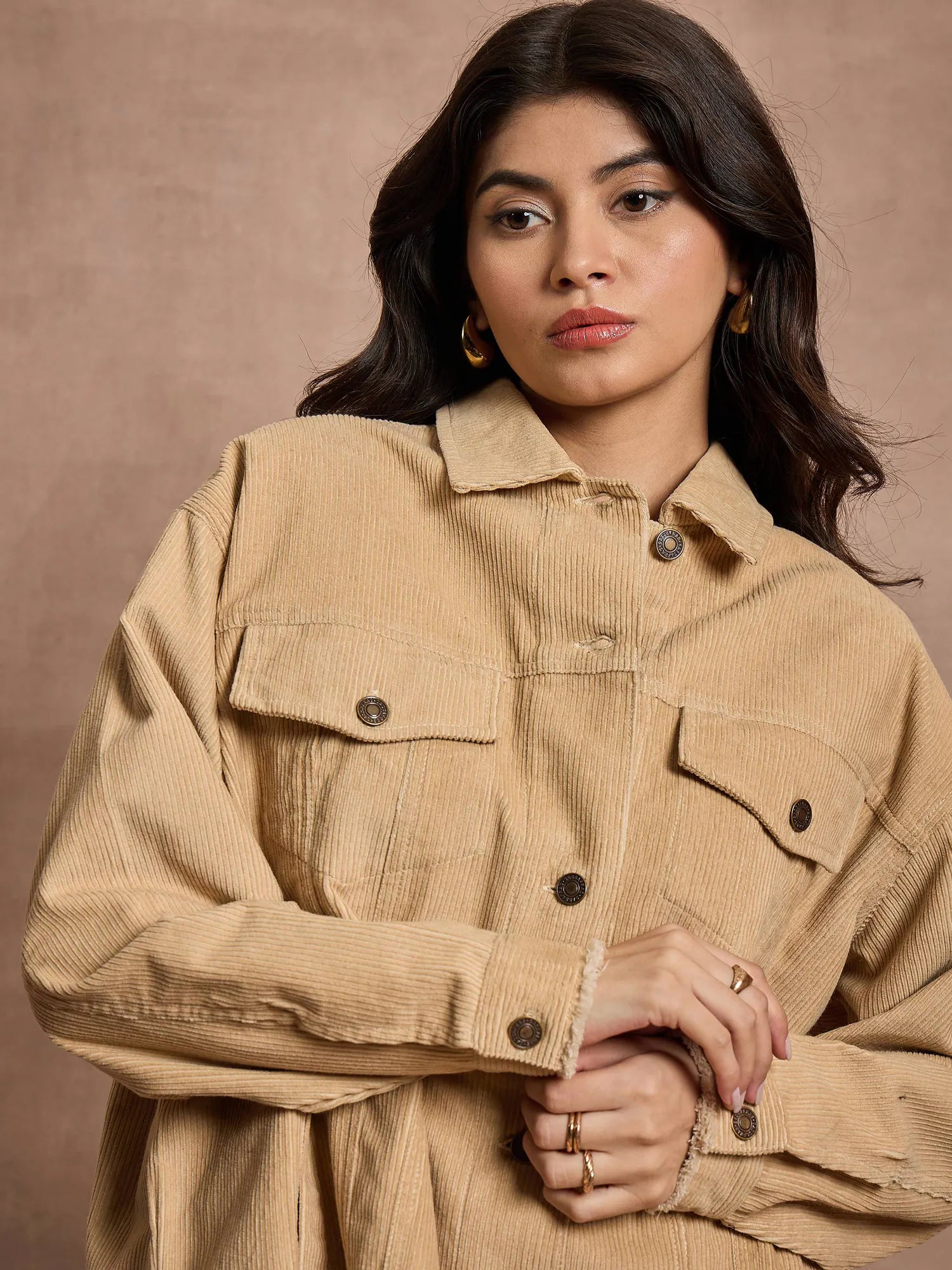 Corduroy Oversize Shacket - Women's Jackets & Trendy Outerwear