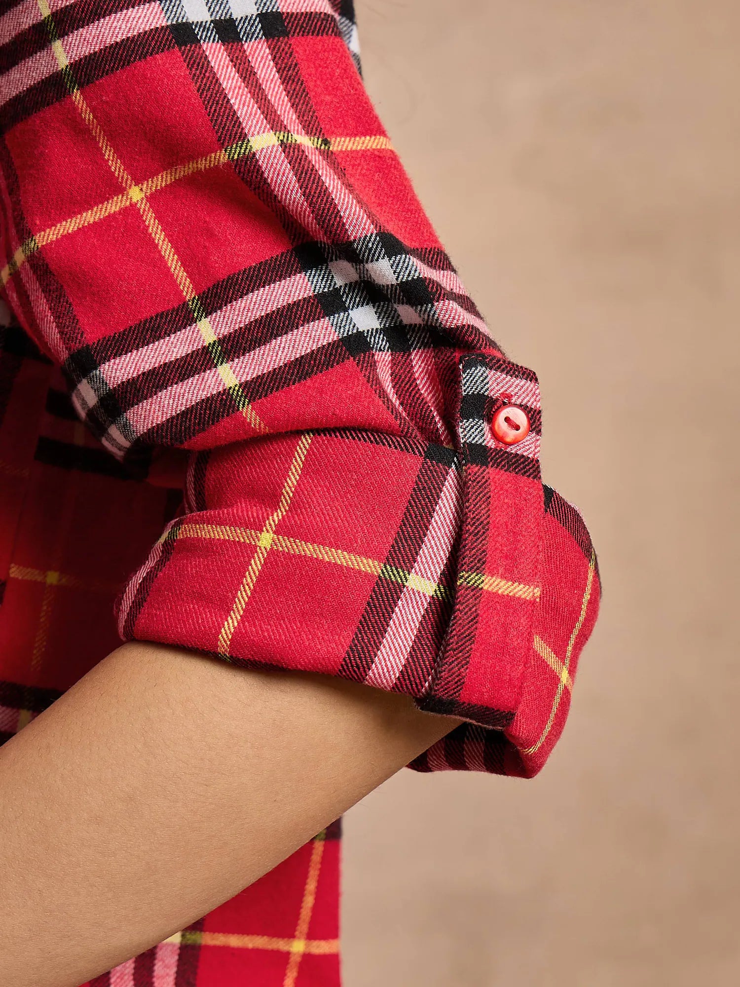 Red Check Oversized Cotton Shirt | Women's Casual Style