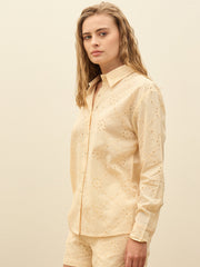 Women Ecru Schiffli Full Sleeve Regular Shirt-SFSHRT20638