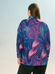 Women Blue Printed Regular Satin Shirt-SFSHRT20660