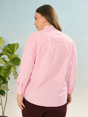 Women Pink Stripes Poplin Front Pocket Regular Shirt-SFSHRT20663