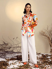 Women Pink Poplin Abstract Print Regular Shirt-SFSHRT20679