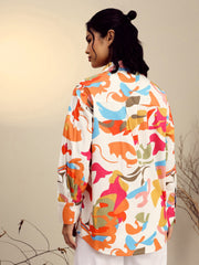 Women Pink Poplin Abstract Print Regular Shirt-SFSHRT20679