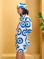 Women White Poplin Evil Eye Print Regular Shirt-SFSHRT20680