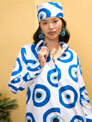 Women White Poplin Evil Eye Print Regular Shirt-SFSHRT20680