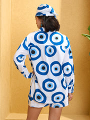 Women White Poplin Evil Eye Print Regular Shirt-SFSHRT20680