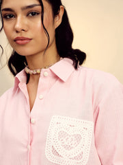 Women Pink Striped Regular Shirt-SFSHRT20682