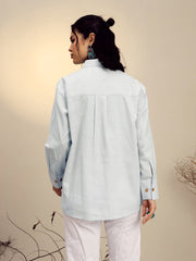 Women Grey Striped Regular Shirt-SFSHRT20683