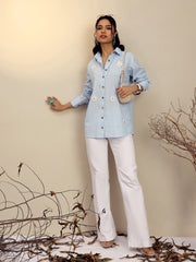 Women Blue Striped Regular Shirt-SFSHRT20684