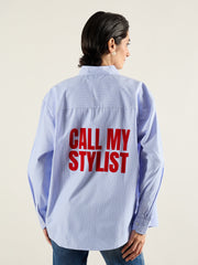 Women Blue & White Printed Back Relax Shirt-SFSHRT20695