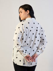 Women White & Black Polka Dot Regular Shirt-SFSHRT20705