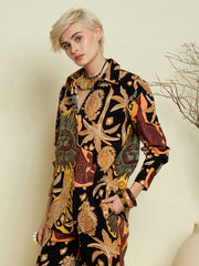 Women Black Boho Printed Regular Shirt-SFSHRT20709