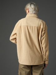 Women Light Beige Corduroy Oversized Shirt-SFSHRT20713