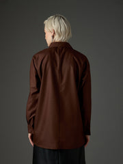 Women Coffee Brown Shoulder Patch Regular Shirt-SFSHRT20718