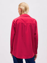 Women Fuchsia Pocket Rhinestone Embellished Regular Shirt-SFSHRT20724