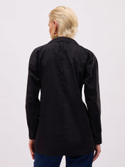 Women Black Raglan Sleeve Pearl Studded Regular Shirt-SFSHRT20726