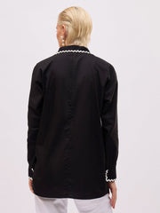 Women Black Ric Rac Lace Regular Fit Shirt-SFSHRT20727