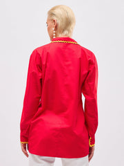 Women Red Ric Rac Lace Regular Fit Shirt-SFSHRT20728