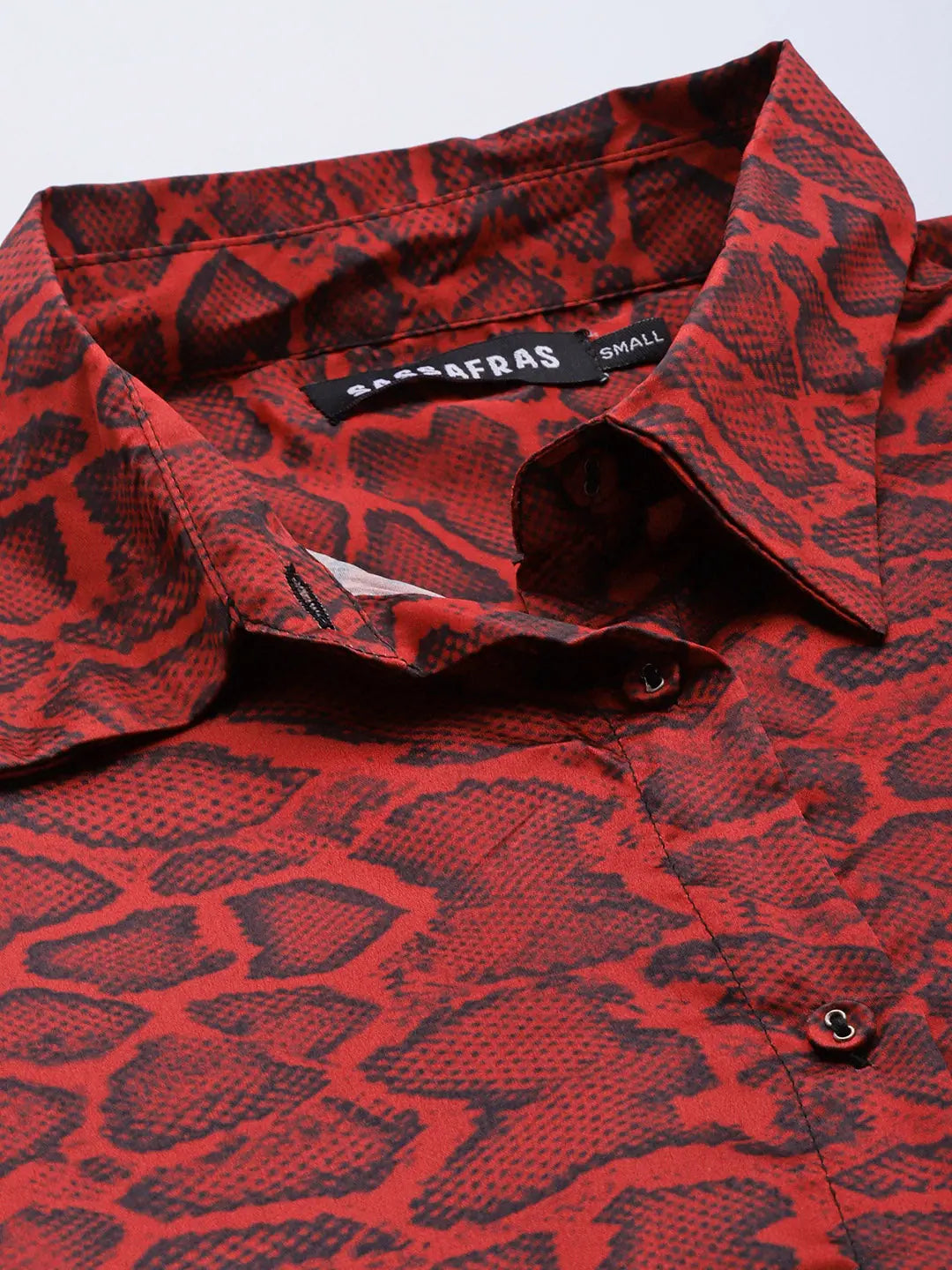 Red Animal Print Satin Shirt - Comfort Fit Button-Down