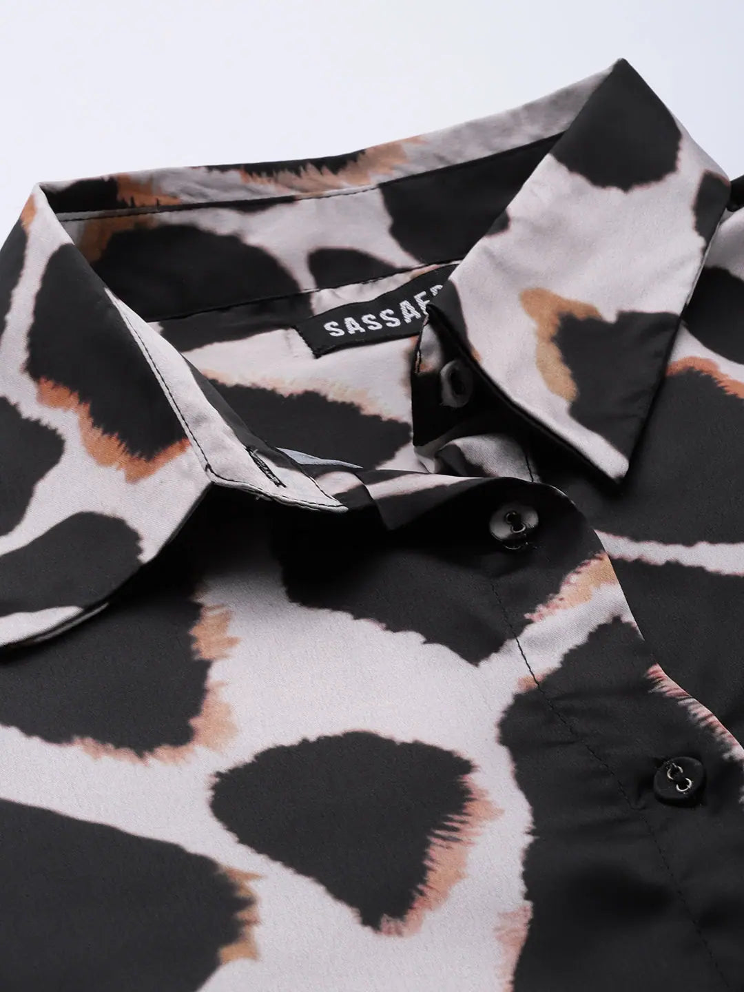 Nude Animal Print Satin Shirt - Comfortable Printed Design