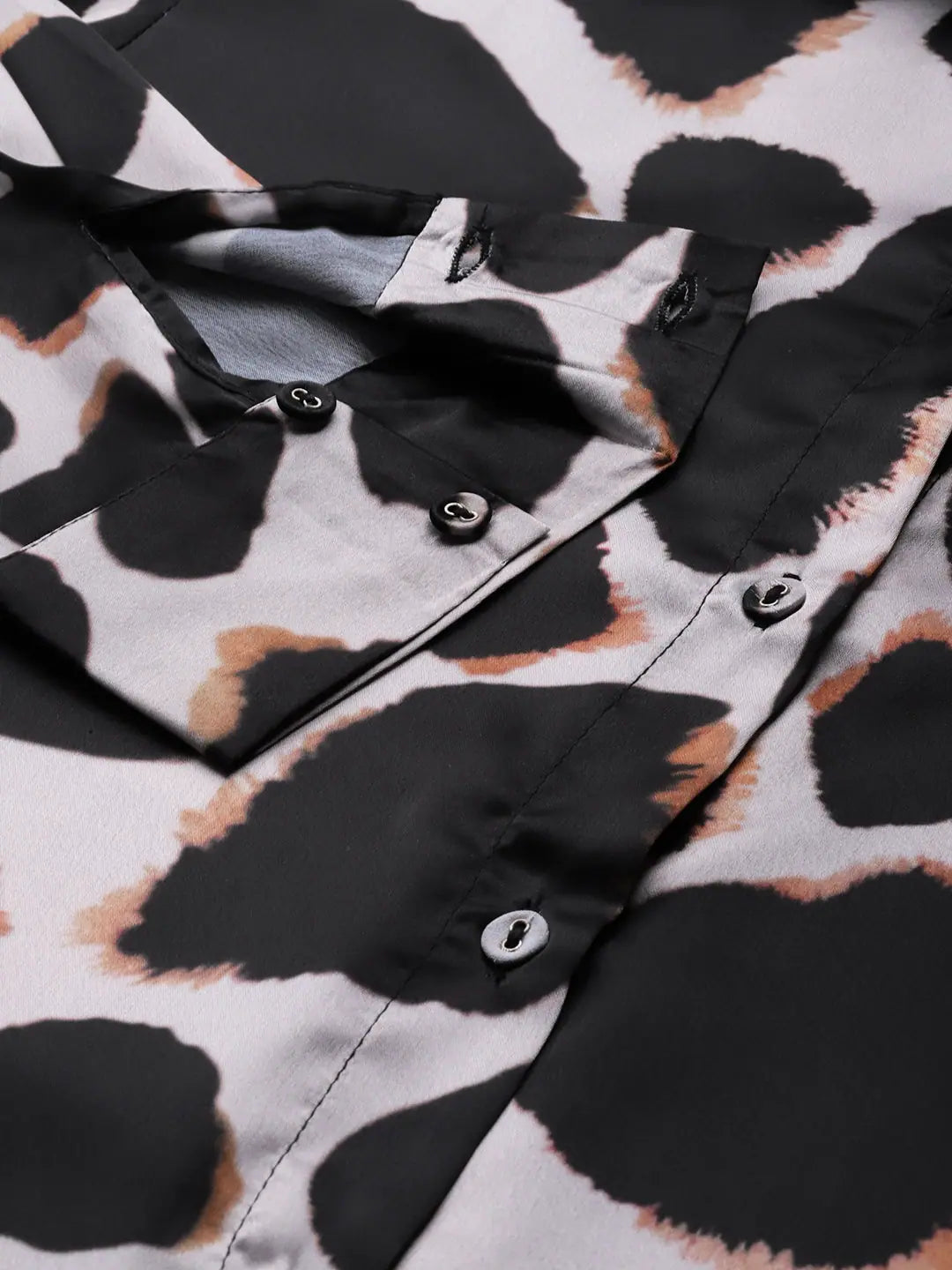 Nude Animal Print Satin Shirt - Comfortable Printed Design