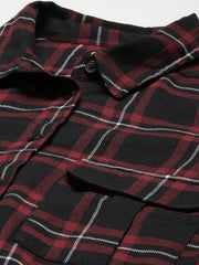 Black Plaid Check Boyfriend Shirt