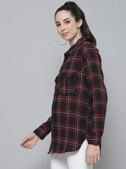 Black Plaid Check Boyfriend Shirt