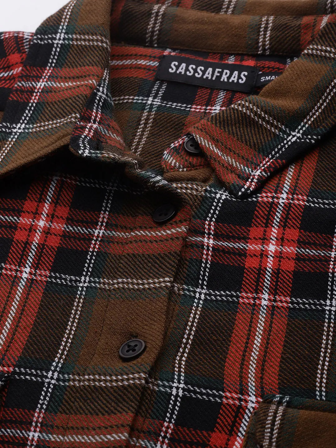 Brown Plaid Check Boyfriend Shirt | Cotton Twill Casual Top