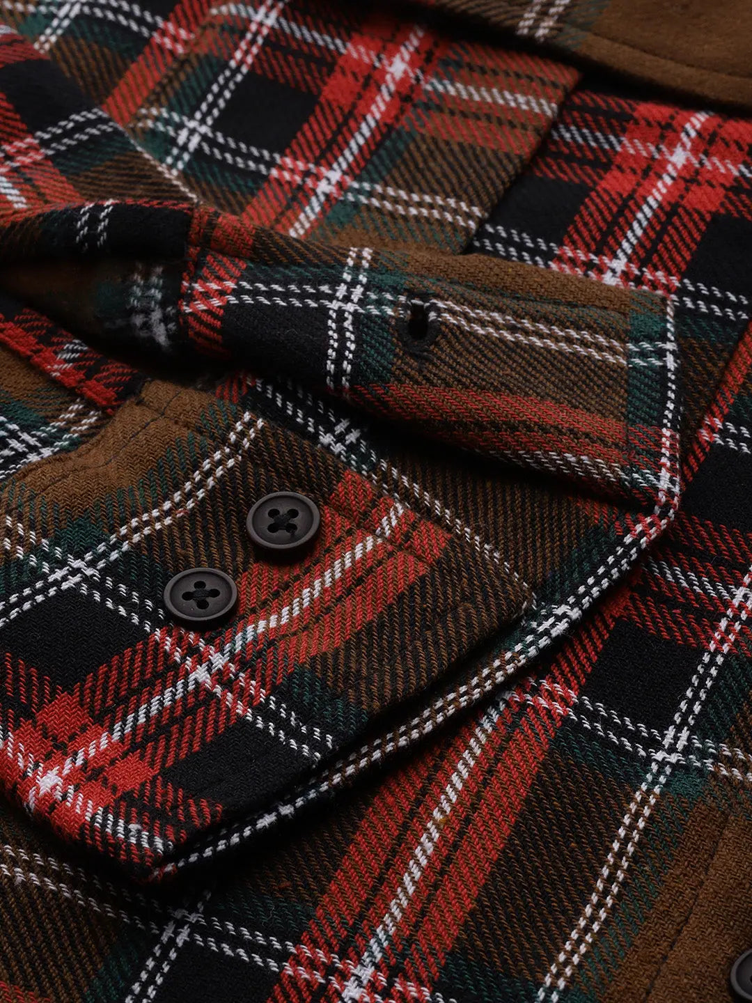 Brown Plaid Check Boyfriend Shirt | Cotton Twill Casual Top