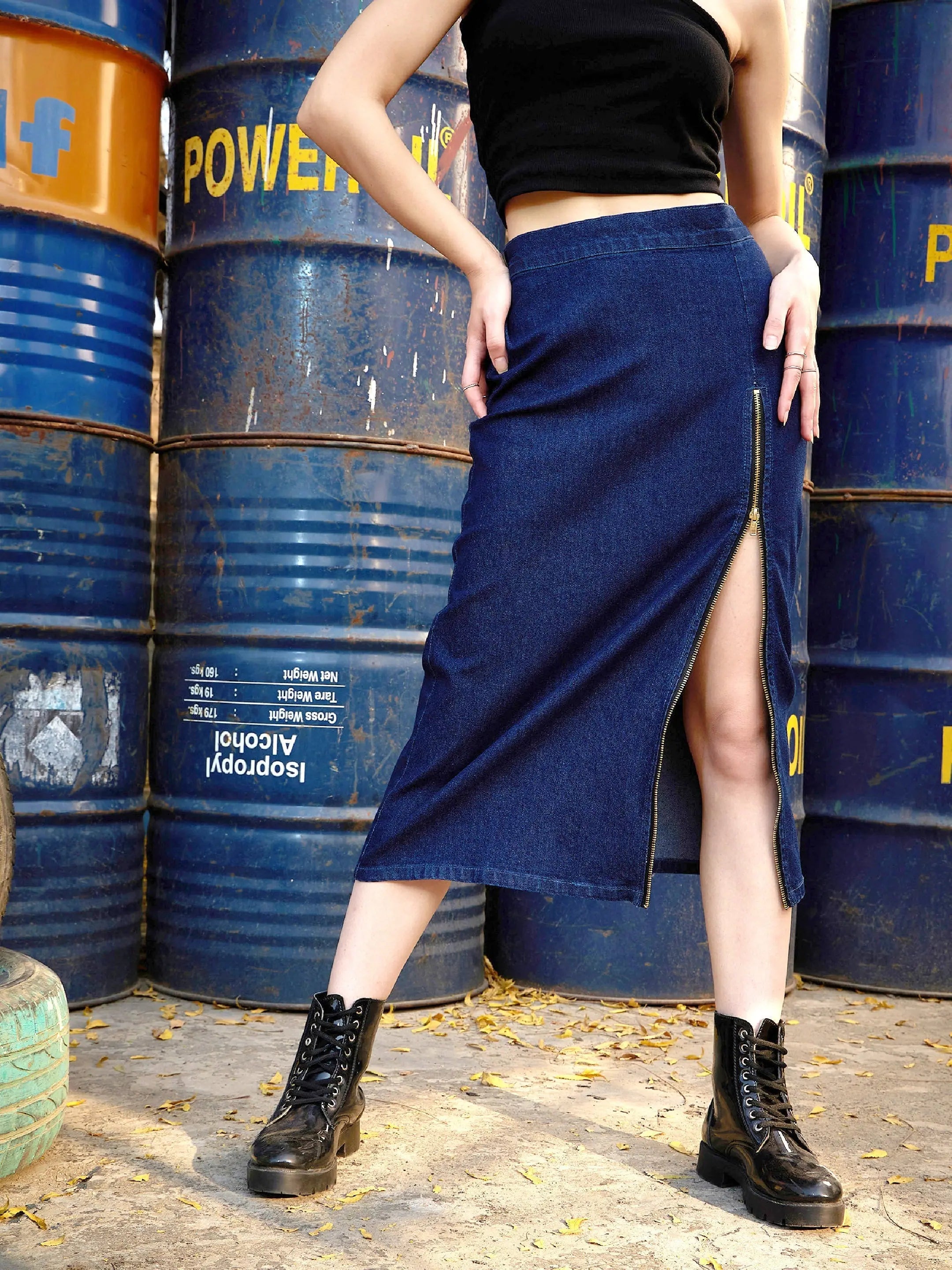Women's Blue Denim A-Line Skirt | Western Outfits For Women