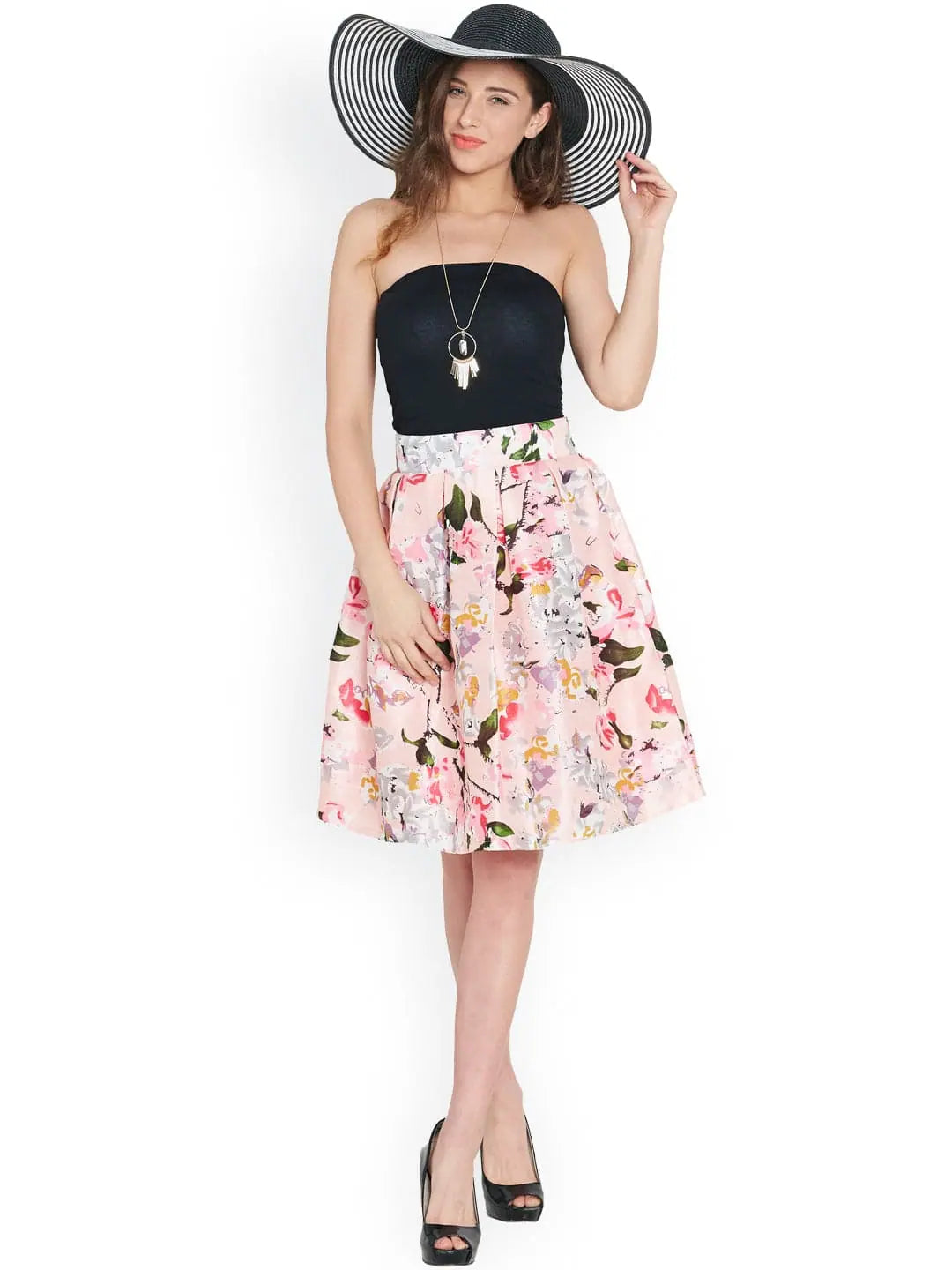Pink Floral Silk Skirt | Women's Western Wear Clothing