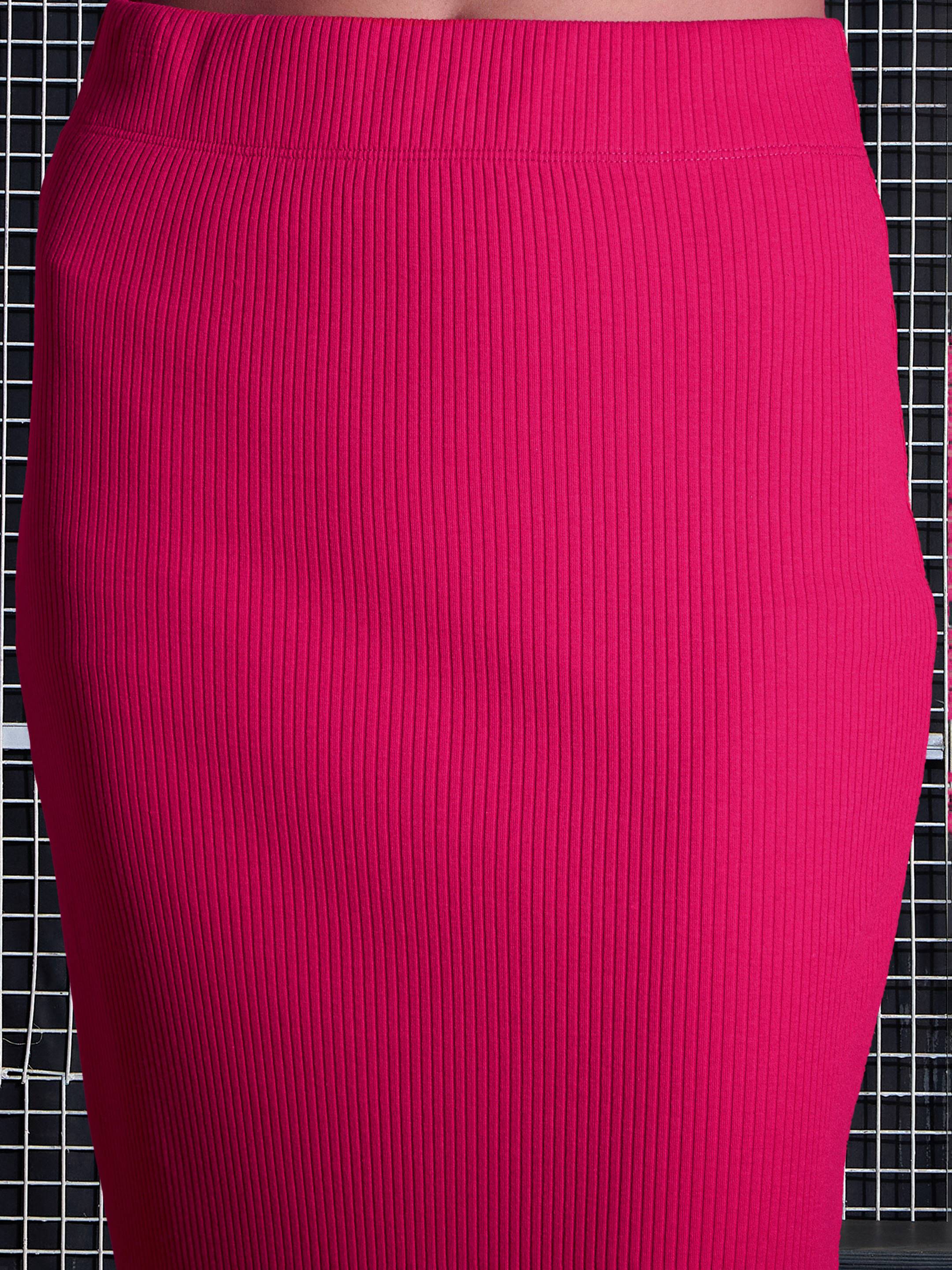 Women Magenta Rib Pencil Skirts-SFSKRT30302
