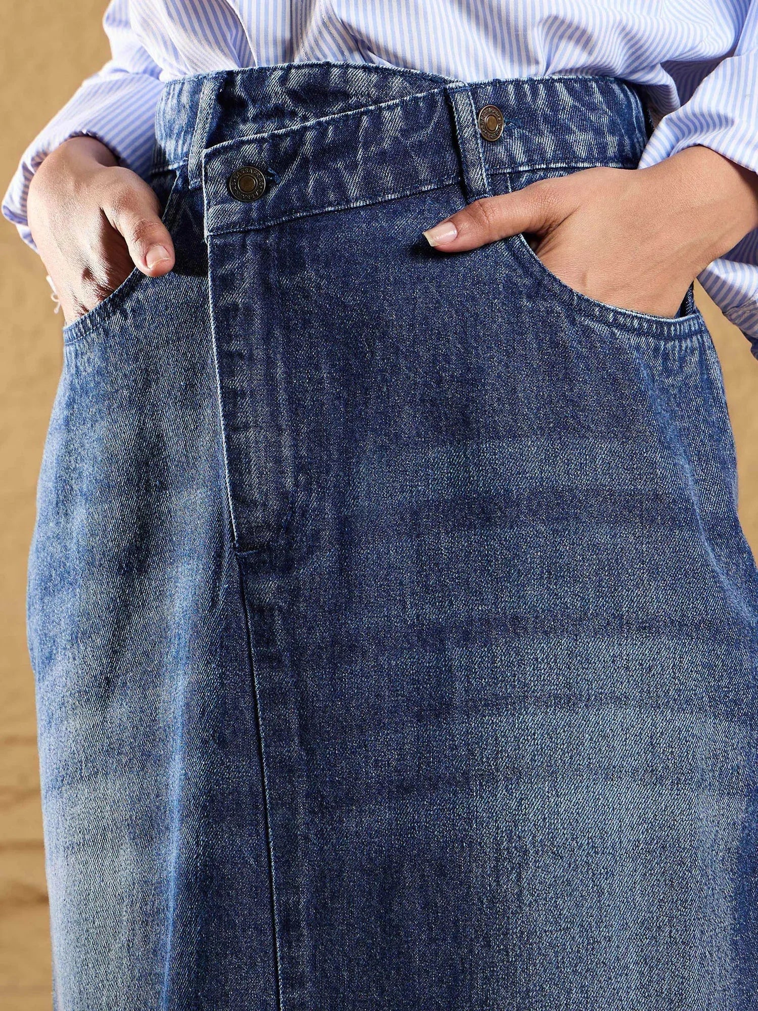 Blue Slit Maxi Skirt - Women's Western Wear Outfits Online