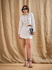 Women White Back Elasticated Skorts-SFSKRT30460