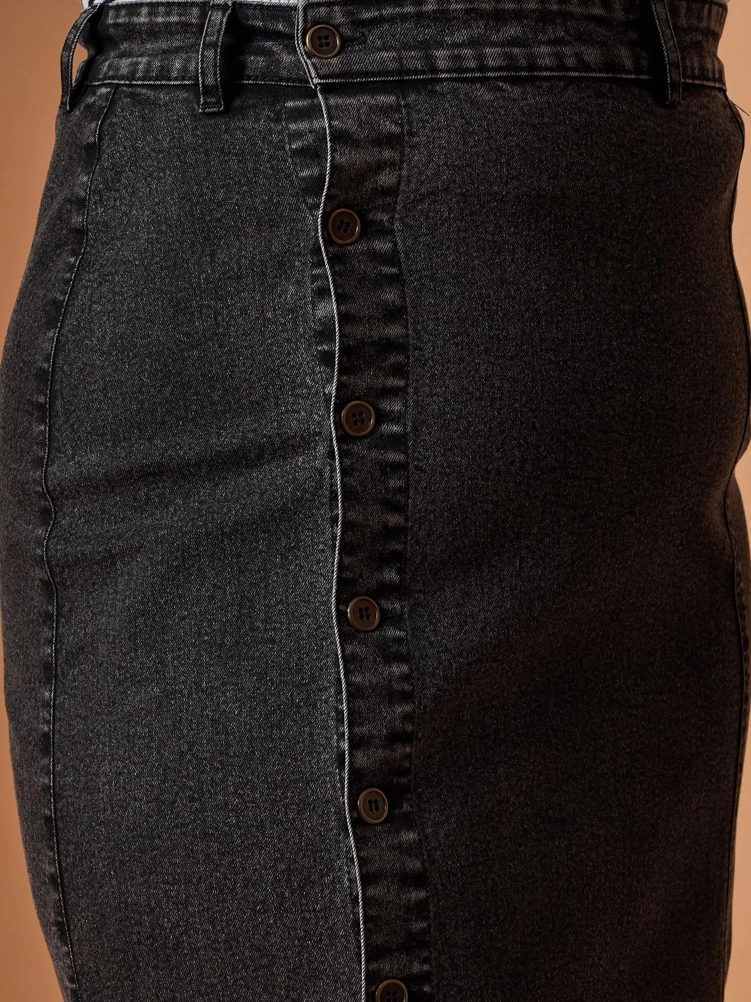 Black Acid Wash Denim Midi Skirt | Women's Western Wear