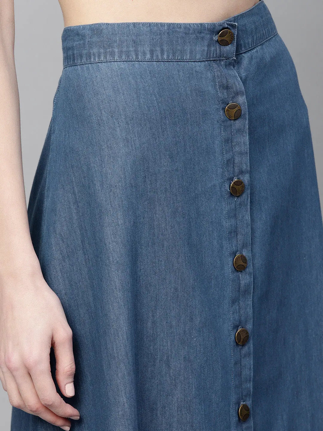 Blue Denim Longline Skirt - Women's Western Wear Clothing