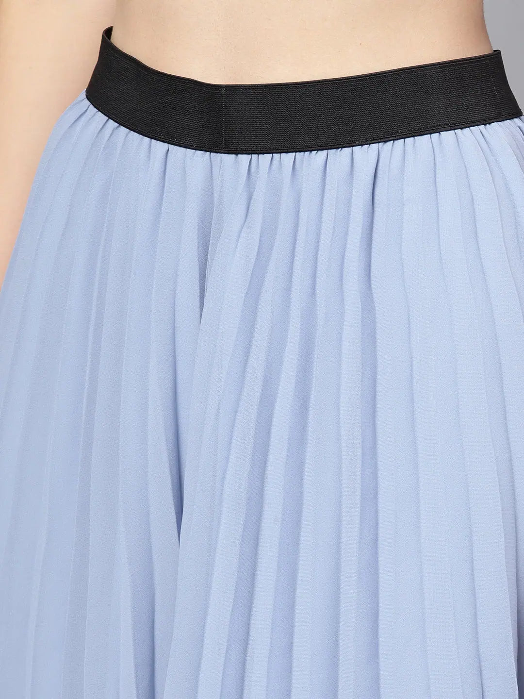 Blue Pleated Flared Midi Skirt - Lehenga for Women